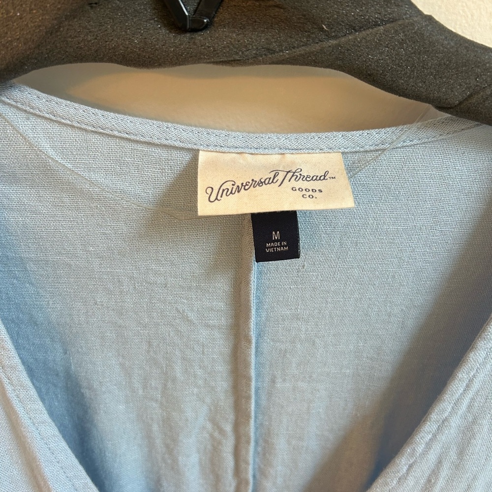 Universal Thread light Blue V-Neck Button-Front Women’s Dress - Picture 3 of 5